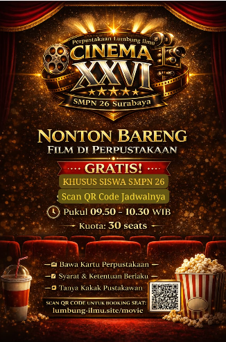 Nobar Film di Perpustakaan Lumbung Ilmu SMPN 26 Surabaya